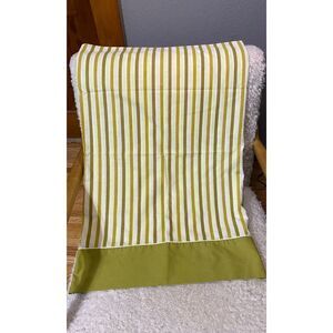 Vintage Thomaston avocado green and gold striped pillowcase (1)